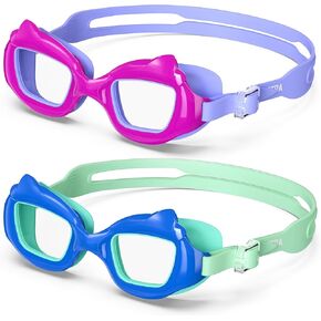 نظارات سباحة للأطفال، نظارتان للسباحة للأطفال الصغار من سن 3 إلى 10 سنوات، نظارات سباحة مضادة للضباب للحماية من الأشعة فوق البنفسجية مع مشابك سهلة in Kuwait