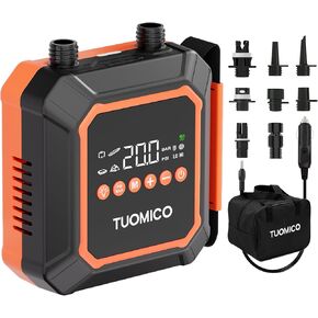 مضخة Tuomico Paddle Board الكهربائية بحد أقصى 20 رطل لكل بوصة مربعة، مضخة هواء عالية الضغط، إيقاف تلقائي، منفاخ محمول ومفرغ للقوارب المطاطية، قوارب الكاياك، الطائرات الورقية، عوامات السباحة، مرتبة 12 فولت تيار مستمر، قابس السيارة in Kuwait