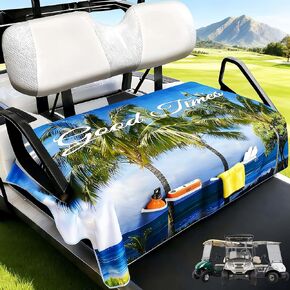 أغطية مقاعد عربة الجولف - بطانية مقعد تبريد سريعة الجفاف مع 4 جيوب أمامية، فتحات مسند ذراع مرنة، تناسب EZGO Yamaha Club Car EPIC، شخصين من الألياف الدقيقة من الجلد السويدي، ممتصة للعرق، طوال المواسم in Kuwait