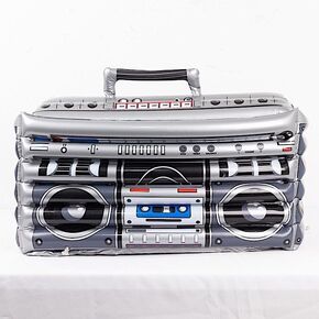 Silver 24x12 in Inflatable 80's Themed Boom Box Party Beverage Cooler Birthday Pool Party Picnic BBQ Retro Drink Holder Home Decorations Supplies in Kuwait
