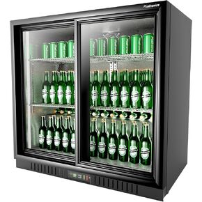 54 in. 335 cans Triple Sliding Door Back Bar Beverage Cooler, 10.8 cu. ft. Under Counter Glass Door Bar Fridge, lockable, 32-50°F Display Refrigerator, ETL & NSF7 Certified in Saudi Arabia