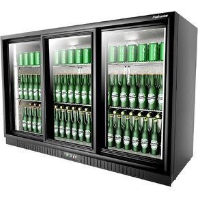 54 بوصة. 335 علبة مبرد مشروبات بباب خلفي منزلق ثلاثي، 10.8 قدم مكعب. قدم ثلاجة بباب زجاجي تحت المنضدة، قابلة للقفل، ثلاجة عرض بدرجة حرارة 32-50 درجة فهرنهايت، معتمدة من ETL وNSF7 in Kuwait