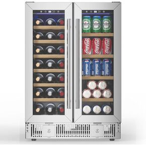 ثلاجة النبيذ والمشروبات من تابو، مبرد النبيذ ثنائي المنطقة مقاس 24 بوصة مع باب زجاجي وقفل، ثلاجة مشروبات مدمجة أو قائمة بذاتها تحتوي على 21 زجاجة و88 علبة in Kuwait