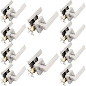 Probrico Interior Brushed Nickel Door Handle, Heavy Duty, Flat Square Passage Door Handles, Keyless Door Levers Lockset for Closet and Hallway (2 Pack, Modern) in Kuwait