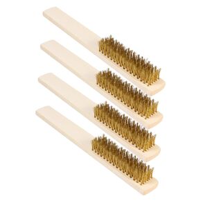 4 قطعة فرشاة ملف مقبض خشبي سلك تنظيف فرشاة الملحقات أداة اليد مادة قوية سطح أملس in Kuwait