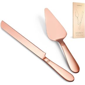 مجموعة قطع الكيك لحفلات الزفاف - سكين الكيك الممتد ومجموعة التقديم من الفولاذ المقاوم للصدأ السميك 13.0 بوصة قاطعة الكيك 10.49 بوصة ملعقة فطيرة رائعة لعيد الميلاد والذكرى السنوية وهدية الكريسماس قطعتان ذهبيتان in Kuwait