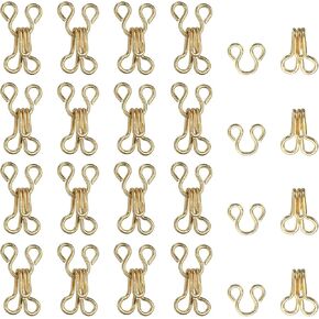 Sewing Hooks and Eyes, 15mm Covered Hook Eye Sewing Closure Fasteners Sew on Snaps Fit for Bra Clothing Replacement Trousers Skirt Clothing DIY Craft (100 Pack, Gold) in Kuwait