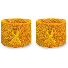 Support Cancer Awareness Ribbon Embroidery Wristband(Wrist Sweatband) - 1 Pair in Kuwait