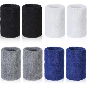 8 Pcs Wrist Sweat Bands for Men Women Sweat Bands Wristbands Basketball Tennis Wristbands Elastic Wrist Band for Wristband Sports for Basketball Tennis Football Running Outdoor Sports in Kuwait