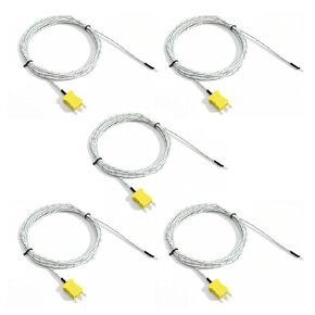 5-Pack K Type Thermocouple, 3M Fiberglass Temp Sensor, 0-500°C (32-932°F), Fast Response Bead Probe for HVAC, Oven, 3D Printer in Kuwait