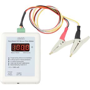 YMC01 Portable DC Milliohm Meter Digital Low Resistance Tester With Four-Wire Kelvin Testing For Transformer Motor Coil Resistance Measurement Type-C Charging 2R Range(Small clip 2R) in Saudi Arabia