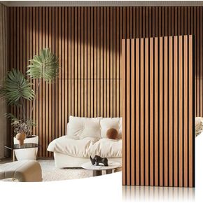 ألواح حائط صوتية من شرائح خشبية - لوحة امتصاص صوت مخددة ثلاثية الأبعاد للجدار والسقف - 47.2 بوصة × 23.6 بوصة (جوز، 4 عبوات) in Kuwait