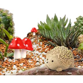 Coobigo 6 Pack Mini Mushroom & Resin Hedgehogs التماثيل الفطر الخشبي الصغرى للحديقة الخيالية. in Kuwait