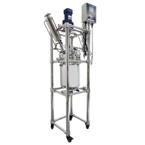 INTSUPERMAI 110V 10L Laboratory Jacketed Reactor Laboratory Glass Reactor Jacketed Glass Reaction Kettle with Digital Display Wheels Double-Layer Chemical Reaction Vessel for Chemistry Distillation in Kuwait