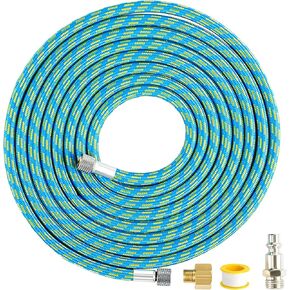 Premium10-Ft Braided Airbrush Hose with US-Standard Air Compressor Quick Connect and 1/8" to 1/4" Adapter, Compatible with Harder & Steenbeck, Iwata, Badger and Other Mainstream Airbrushes in Kuwait