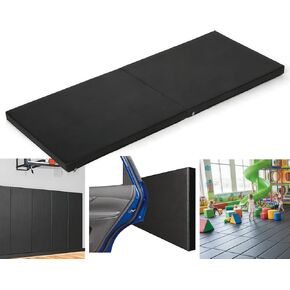 وسادات حائط لصالة الألعاب الرياضية، وسادة حائط سميكة مقاس 2 بوصة، واقي تثبيت على الحائط لملعب كرة السلة، مقاس 60 بوصة طول × 24 بوصة عرض، سجادات تمارين مضادة للتصادمات للطابق السفلي من التايكوندو (أسود) in Kuwait