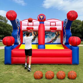 لعبة OZIS القابلة للنفخ لكرة السلة، لعبة كرة السلة التفاعلية القابلة للنفخ للحفلات المحمولة مع 4 كرات ومنفاخ سهلة الإعداد مثالية للحفلات الخارجية والأحداث الرياضية واللعب في الفناء الخلفي in Kuwait