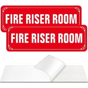 (عبوة من قطعتين) لافتة غرفة إطفاء الحريق، لافتات لاصقة ذاتية اللصق خالية من الصدأ وعاكسة من معدن الألومنيوم للجدار والباب (9 × 3 بوصة، أحمر/أبيض) in Kuwait