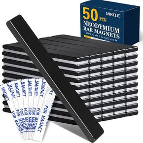 مغناطيس النيوديميوم الصغير من MIKEDE، مغناطيسات أرضية نادرة مستطيلة للحرف اليدوية، شديدة التحمل للثلاجة، تخزين الأدوات، السبورة البيضاء، DIY، أسود، 60x10x3 مم، 50P in Kuwait