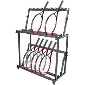 2-Tier Tennis Racquet Storage Rack, Tennis Racket Holder, Height Adjustable, Floor Standing Large Storage Rack for Tennis Racket/Badminton Racquet/Violins/Guitars in Saudi Arabia