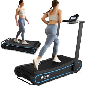 ERGOLIFE Curved Treadmill with Non-Electric Motorized, 2-in-1 Folding Treadmill with APP for Home Workout, Compact Manual Walking Pad, Office Running Machine with LCD Display in Saudi Arabia