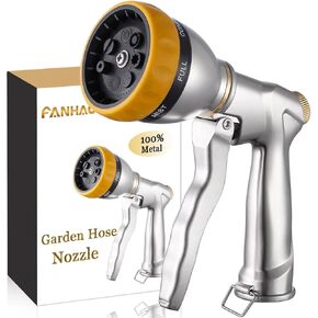 فوهة خرطوم حديقة FANHAO شديدة التحمل، فوهة رش معدنية 100%، فوهة خرطوم مياه عالية الضغط مع 7 أنماط لسقاية الحديقة وغسل السيارات واستحمام الحيوانات الأليفة in Kuwait