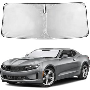 Econour Car Windshield Sunshade | كتل 99 ٪ الحرارة وتبقي الداخلية باردة | يتوافق مع السيارات ، سيارات الدفع الرباعي ، الشاحنات | شاشة SUTIVE SUN ، إكسسوارات القناع والسيارات للصيف | متوسط (64 × 32 بوصة) in Kuwait