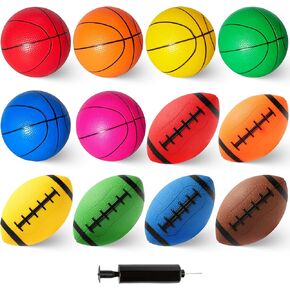 PARENTSWELL 12 Pack Balls for Toddlers Kids, 7" Soft Ball Toy Set– Includes Basketball Football for Boys Girls 6-8 8-12, Summer Pool Beach Toys for Outdoor & Indoor Games with Hand Pump in Kuwait