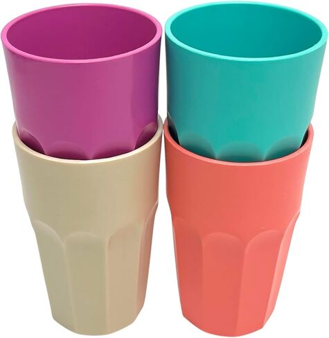 Mintra Home Unbreakable Drinking Cups and Tumblers 4PK - Shatterproof, BPA Free, Reusable, Party Cups, BBQ, Colorful Set, indoors and outdoors (Green, Small - 12oz) in Saudi Arabia