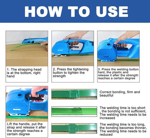 Handheld Electric Strapping Machine,Hot Melting Banding Tool,Box Pallet Baler,Nonslip Handle,LCD Screen,for Packaging in Saudi Arabia