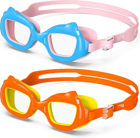 Kids Swim Goggles, 2 Pack Toddlers Swimming Goggles for Age 3-10, Anti-Fog UV Protection Pool Goggles with Easy Clips in Saudi Arabia
