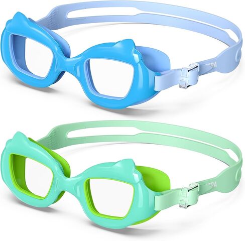 Kids Swim Goggles, 2 Pack Toddlers Swimming Goggles for Age 3-10, Anti-Fog UV Protection Pool Goggles with Easy Clips in Saudi Arabia