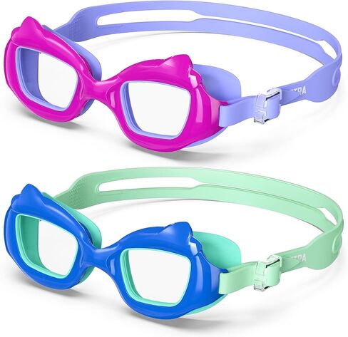 Kids Swim Goggles, 2 Pack Toddlers Swimming Goggles for Age 3-10, Anti-Fog UV Protection Pool Goggles with Easy Clips in Saudi Arabia
