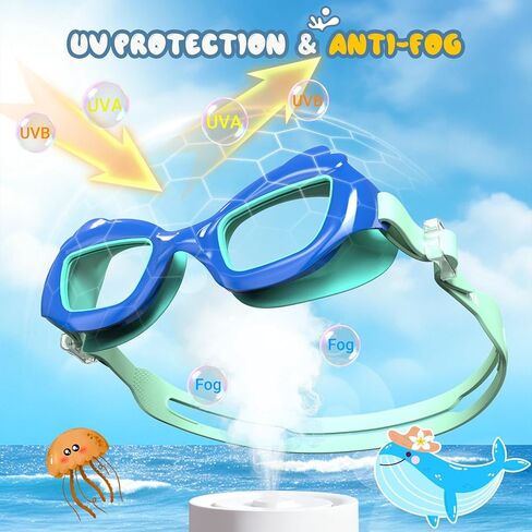 Kids Swim Goggles, 2 Pack Toddlers Swimming Goggles for Age 3-10, Anti-Fog UV Protection Pool Goggles with Easy Clips in Saudi Arabia