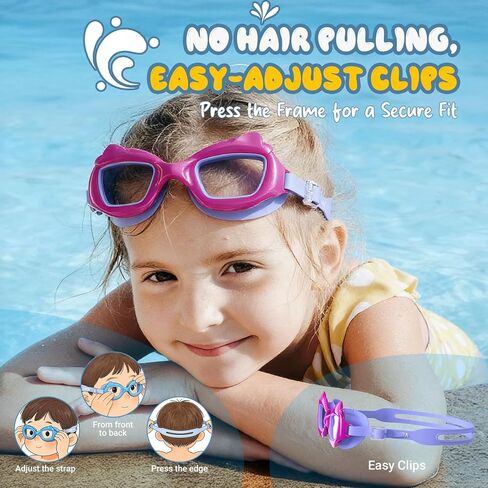 Kids Swim Goggles, 2 Pack Toddlers Swimming Goggles for Age 3-10, Anti-Fog UV Protection Pool Goggles with Easy Clips in Saudi Arabia