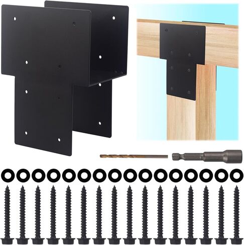 1 PC 4"x4" Post Caps Tie Brackets (Actual 3.5"x3.5"), Heavy Duty Metal Steel Connectors for Gazebo, Deck, Patio Wood Post to Beam Support-Black in Saudi Arabia