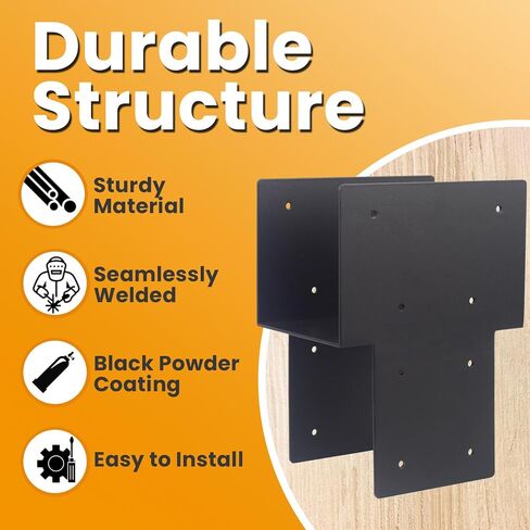 1 PC 4"x4" Post Caps Tie Brackets (Actual 3.5"x3.5"), Heavy Duty Metal Steel Connectors for Gazebo, Deck, Patio Wood Post to Beam Support-Black in Saudi Arabia