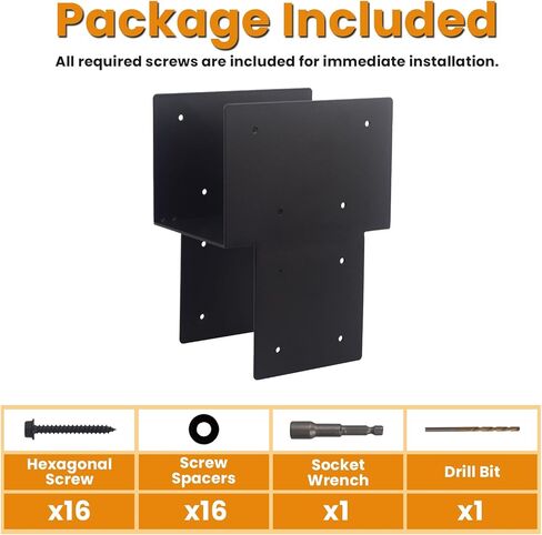 1 PC 4"x4" Post Caps Tie Brackets (Actual 3.5"x3.5"), Heavy Duty Metal Steel Connectors for Gazebo, Deck, Patio Wood Post to Beam Support-Black in Saudi Arabia