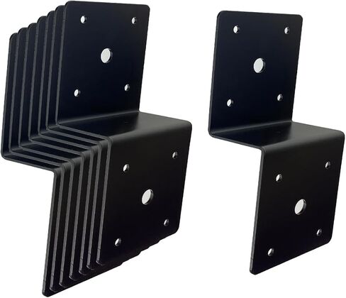 8 قطع 2 بوصة من Post to Beam Z Tie Plate دعامة معدنية، لوحة ربطات إعصار شماعات سطح السفينة تناسب 2 × 4 رافعة متقاطعة و4 × 4 دعامات خشبية موصلات خشبية مثبتات أعلى الطاولة، سمك 2 مم، أسود in Kuwait