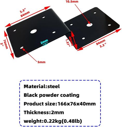 8 قطع 2 بوصة من Post to Beam Z Tie Plate دعامة معدنية، لوحة ربطات إعصار شماعات سطح السفينة تناسب 2 × 4 رافعة متقاطعة و4 × 4 دعامات خشبية موصلات خشبية مثبتات أعلى الطاولة، سمك 2 مم، أسود in Kuwait