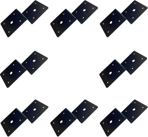 8 قطع 2 بوصة من Post to Beam Z Tie Plate دعامة معدنية، لوحة ربطات إعصار شماعات سطح السفينة تناسب 2 × 4 رافعة متقاطعة و4 × 4 دعامات خشبية موصلات خشبية مثبتات أعلى الطاولة، سمك 2 مم، أسود in Kuwait