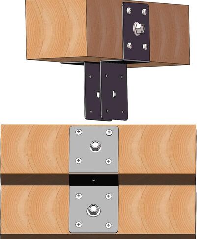 8 قطع 2 بوصة من Post to Beam Z Tie Plate دعامة معدنية، لوحة ربطات إعصار شماعات سطح السفينة تناسب 2 × 4 رافعة متقاطعة و4 × 4 دعامات خشبية موصلات خشبية مثبتات أعلى الطاولة، سمك 2 مم، أسود in Kuwait