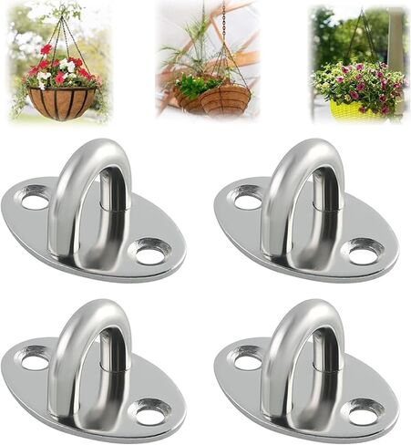 4 قطع مطورة من خطافات العين المربعة شديدة التحمل من الفولاذ المقاوم للصدأ، لوحات العين المقاومة للتآكل، 8 براغي مع أنابيب توسيع بلاستيكية، خطاف سقف للأنشطة الداخلية الخارجية in Kuwait