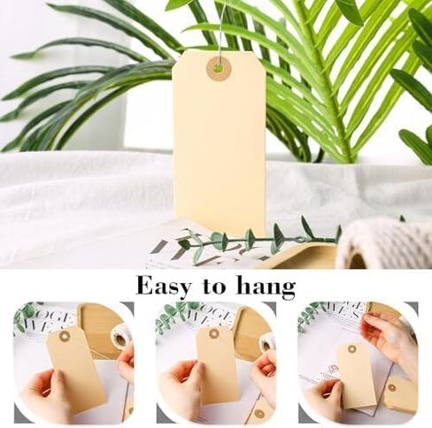Blank Manila Shipping Tags with Separate Wire | 13 Pt Cardstock Labeling Tags | 10.75 x 2.87 Inch | Size 5 (Pack of 1000) in Saudi Arabia