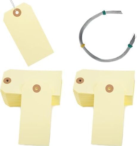 Blank Manila Shipping Tags with Separate Wire | 13 Pt Cardstock Labeling Tags | 10.75 x 2.87 Inch | Size 5 (Pack of 1000) in Saudi Arabia