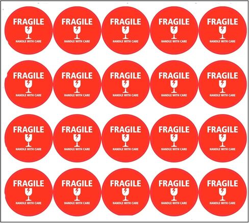 StickerJet Fragile Stickers Roll – (500pcs, 1x1) High-Visibility Handle with Care Labels, Strong Adhesive Paper Decals for Shipping, Packaging, and Protection – Made in USA in Kuwait