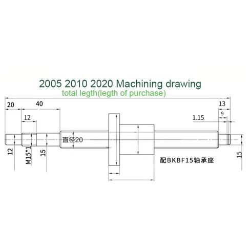 Linear Motion Ball Screw Machine Parts SFU2010 Ball Screw with RM2010 Ball Screw Nut BKBF15 DSG20H with 1050mm-1500mm for Parts Processing(1050mm) in Saudi Arabia