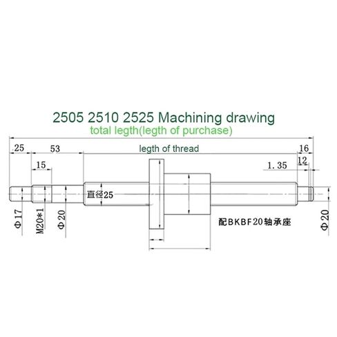 Double nut Ball Screw Control Machine 25MM Ball Screw SFU2505 End Machined + RM2505 Ball Nut + BK20 BF20 End Support+ Coupler(700mm) in Saudi Arabia
