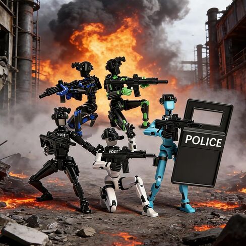5 قطع دمية مطبوعة ثلاثية الأبعاد 13 درع شرطة مجموعة مجسمات T13 جبابرة 13 طابعة ثلاثية الأبعاد شخصيات روبوت متحركة تقاتل T13 مع مجموعة البنادق مجموعة بناء كاملة مجموعة نماذج قابلة للجمع in Kuwait