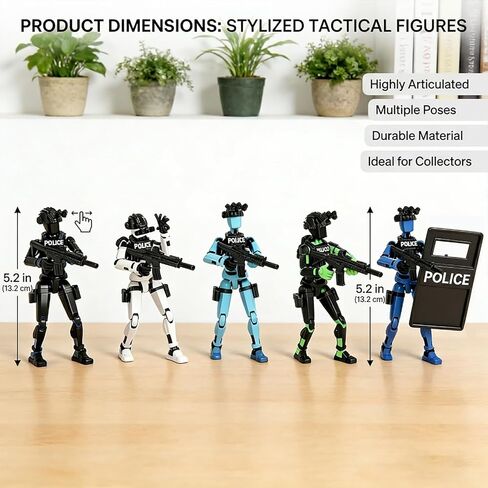 5 قطع دمية مطبوعة ثلاثية الأبعاد 13 درع شرطة مجموعة مجسمات T13 جبابرة 13 طابعة ثلاثية الأبعاد شخصيات روبوت متحركة تقاتل T13 مع مجموعة البنادق مجموعة بناء كاملة مجموعة نماذج قابلة للجمع in Kuwait